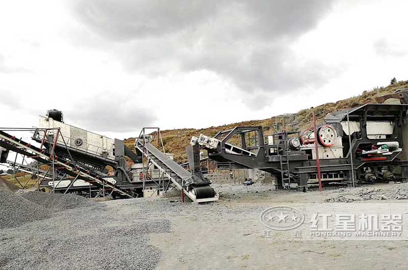 玄武巖移動(dòng)石子生產(chǎn)線現(xiàn)場