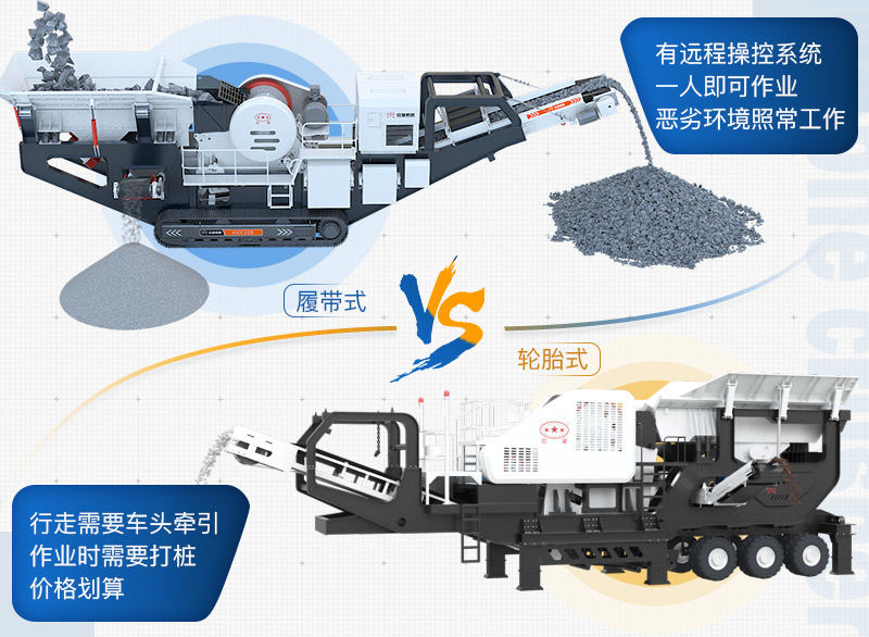 時產100噸移動式破碎機有履帶式與輪胎式之分