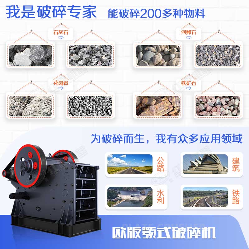 顎式破碎機可破碎200多種礦石物料