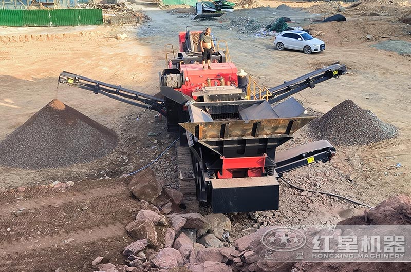 移動式破碎站建筑垃圾破碎現場