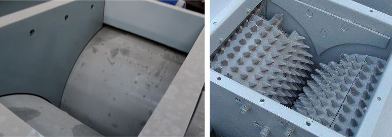 左邊平面輥和右邊齒輥