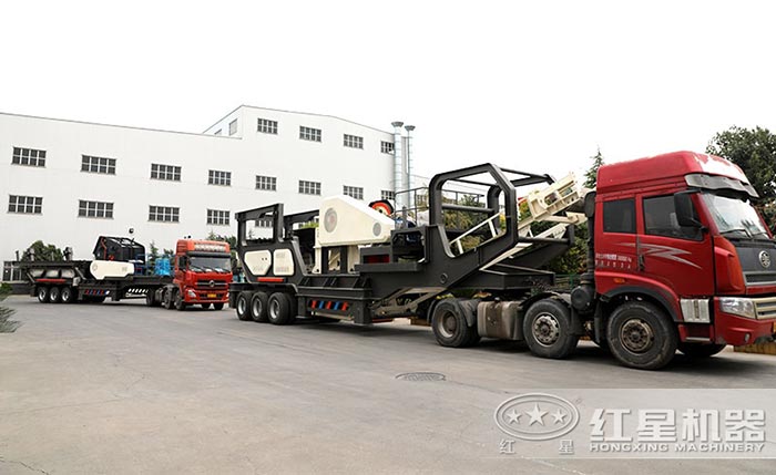 輪胎裝置的移動破碎站