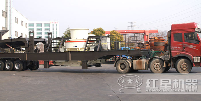 沖擊式移動破碎站車頭牽引就能開著走