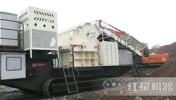 履帶移動細碎機處理建筑垃圾現場 履帶移動細碎機處理建筑垃圾現場