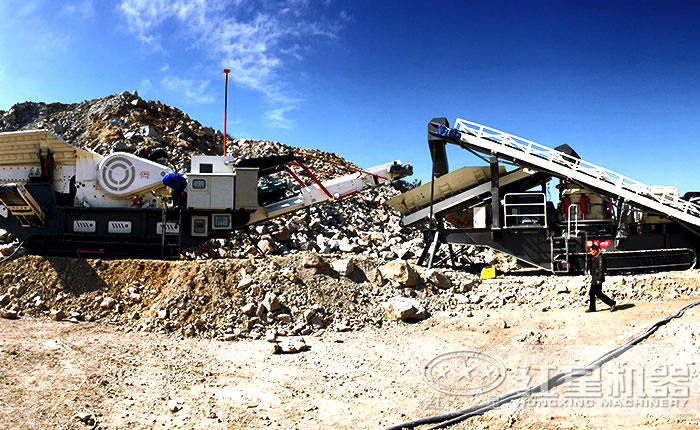 可移動破碎站組成的石子破碎生產線 可移動破碎站組成的石子破碎生產線