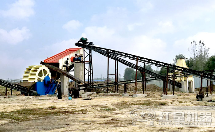 制砂機配合洗砂機作業