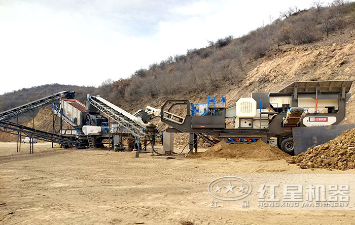 輪胎移動(dòng)破碎機(jī)組合生產(chǎn)