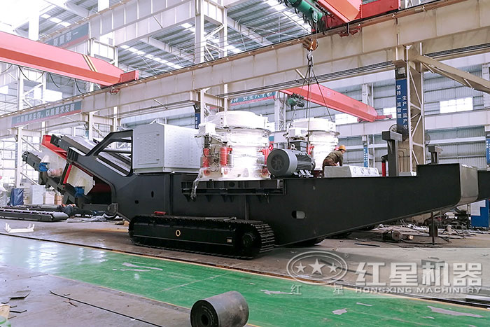 移動式石頭破碎機配置電機組車間安裝中