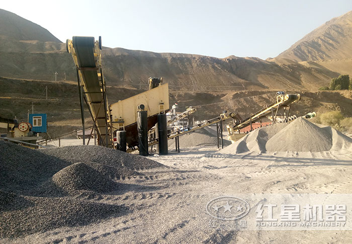 砂石場生產沙子現場